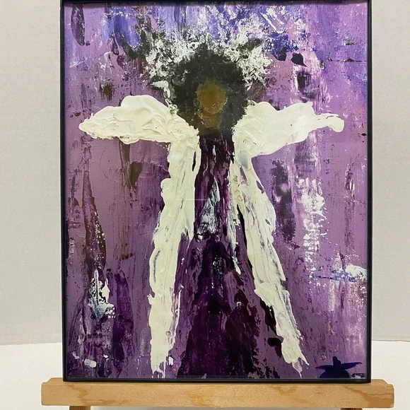Abstract Angel Wall Art Print Framed-Purples and White made from my original art - Picture 2 of 4